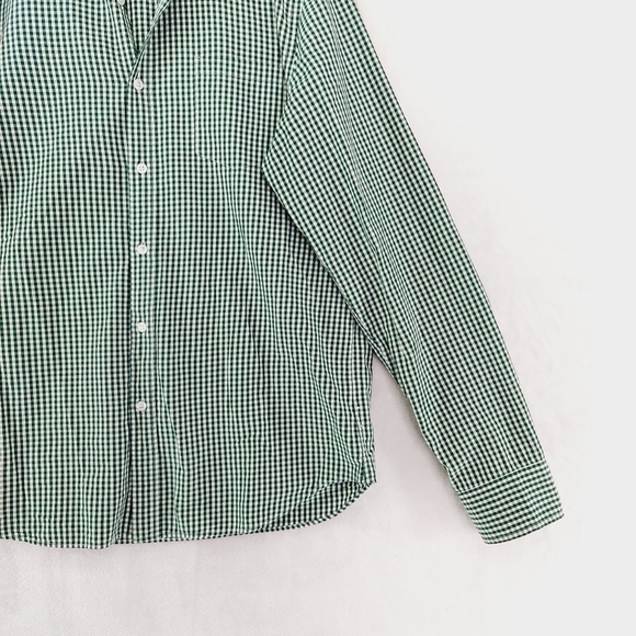 J. Crew Men's Slim Performance Green  Mini-Gingham Dress Shirt P3938 - Picture 4 of 8